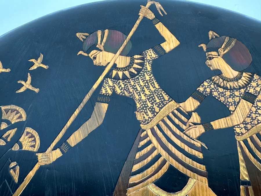 Large Etched Copper Metal Plate From Egypt Signed On Back 15.5R [Photo 7]