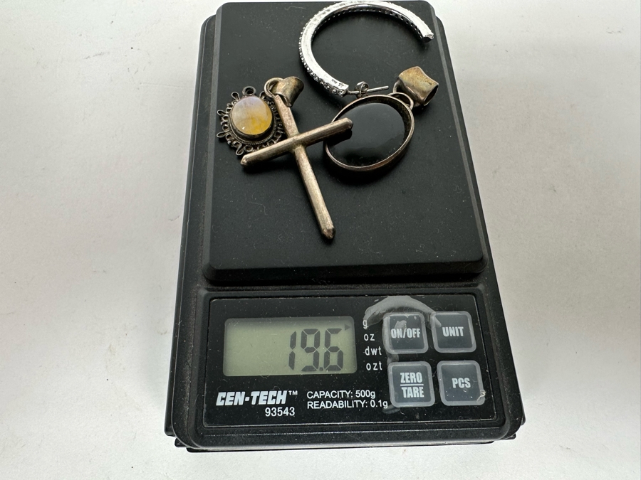 Sterling Silver Jewelry Lot Three Pendants And One Earring 19.6g [Photo 7]