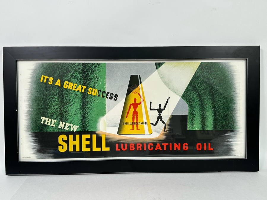 Vintage Shell Oil Advertising Poster Printed In England By The Baynard Press U.31 25 X 11 Framed 29 X 14.5 [Photo 3]