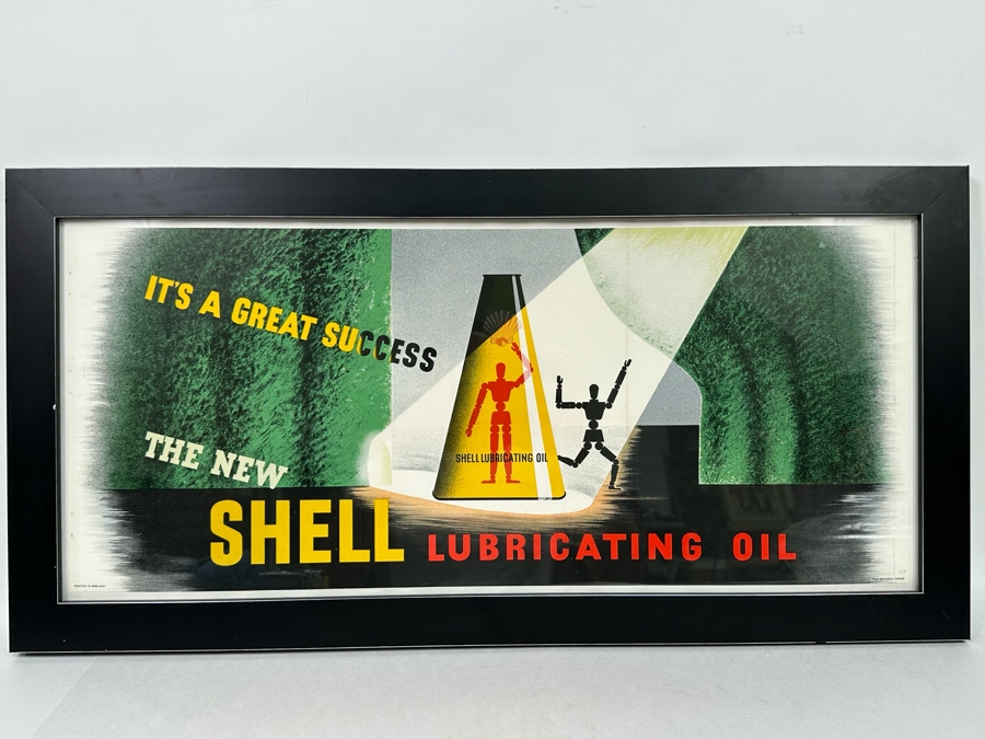 Vintage Shell Oil Advertising Poster Printed In England By The Baynard Press U.31 25 X 11 Framed 29 X 14.5 [Photo 2]