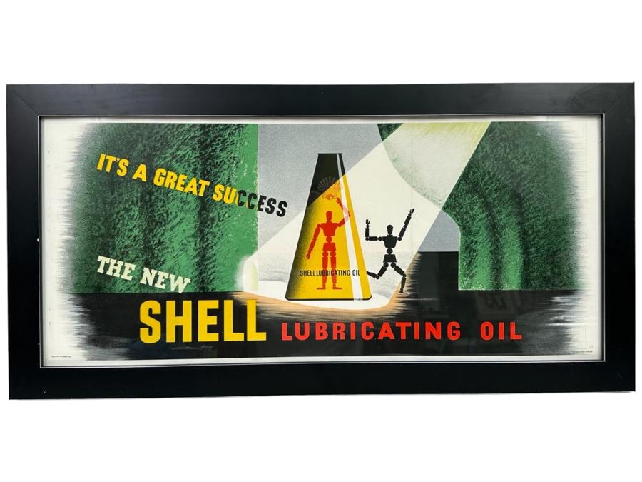 Vintage Shell Oil Advertising Poster Printed In England By The Baynard Press U.31 25 X 11 Framed 29 X 14.5 [Photo 1]