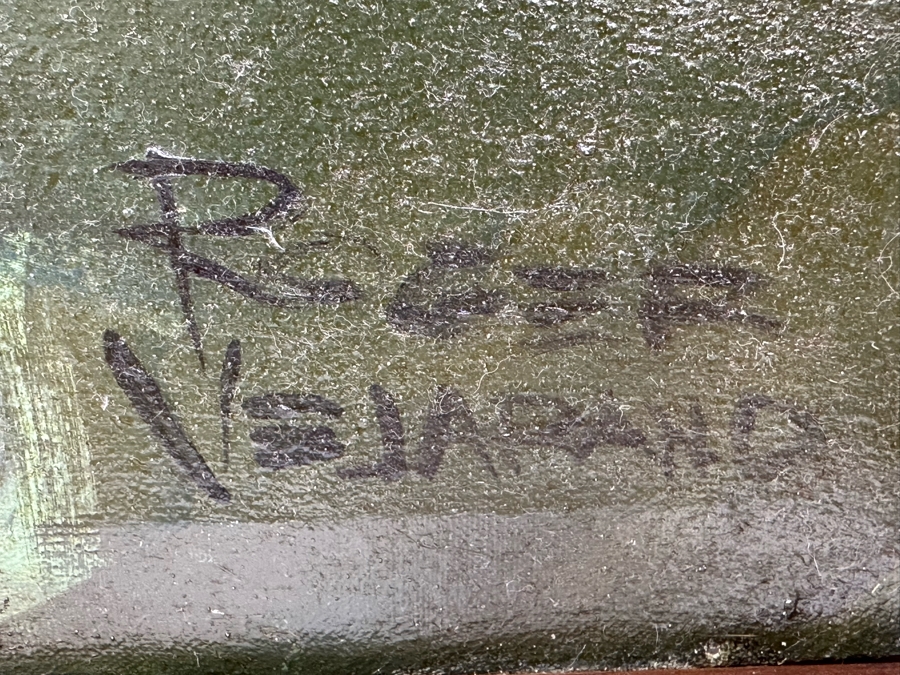 Roger Vejarano (B. 1953, Mexico) Abstract Cubist Figure Oil Painting 28 X 18 Framed 33 X 23 [Photo 10]