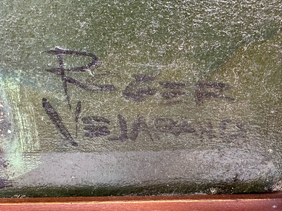 Roger Vejarano (B. 1953, Mexico) Abstract Cubist Figure Oil Painting 28 X 18 Framed 33 X 23 [Photo 9]