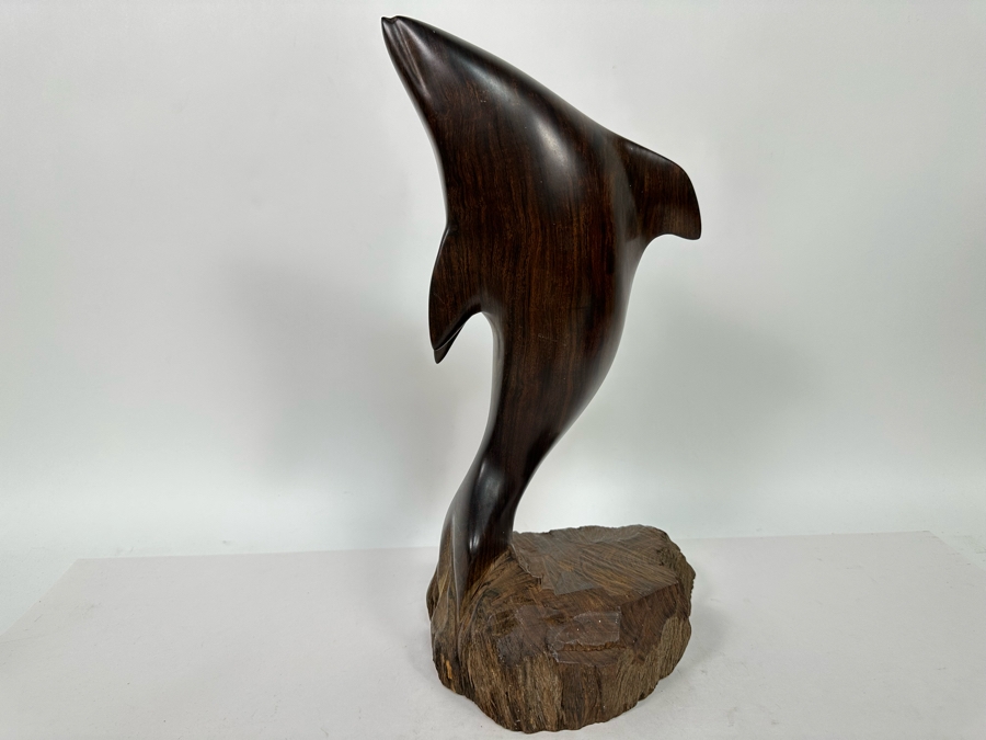 Vintage Seri Indians Carved Ironwood Dolphin Sculpture 15H