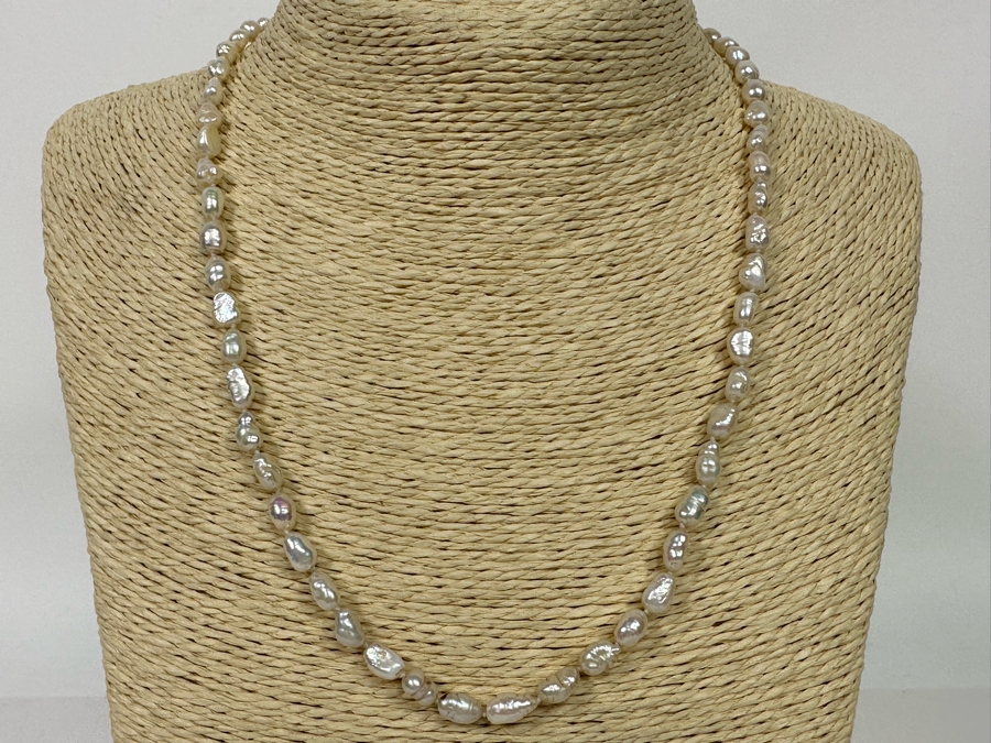 19' Pearl Necklace With 14K Gold Clasp