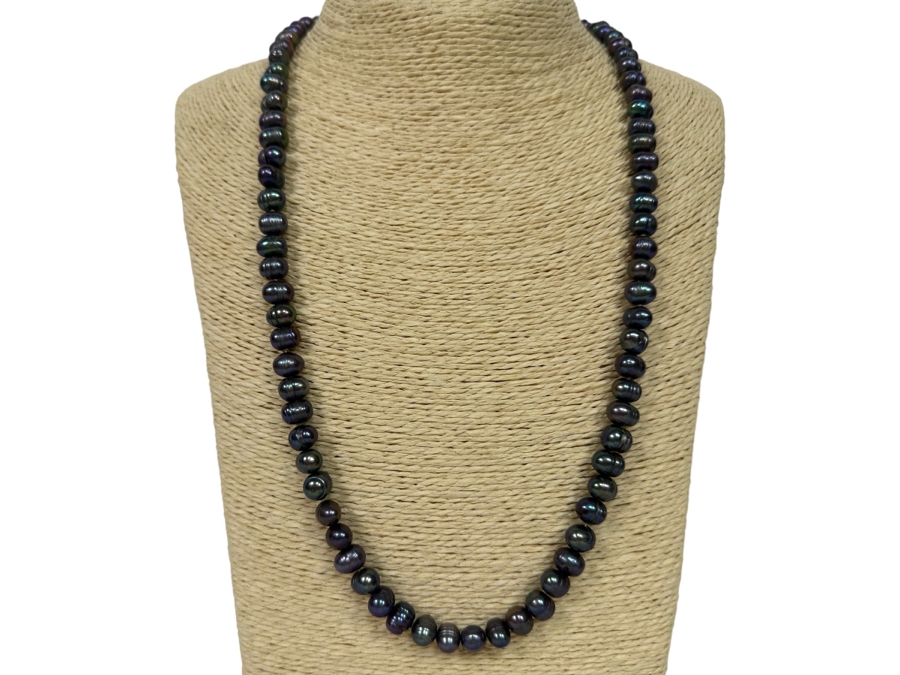 24' Blue Green Freshwater Pearl Necklace [Photo 1]