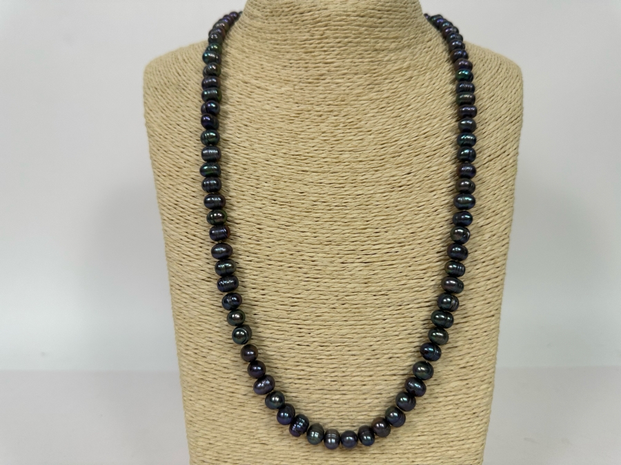 24' Blue Green Freshwater Pearl Necklace [Photo 3]