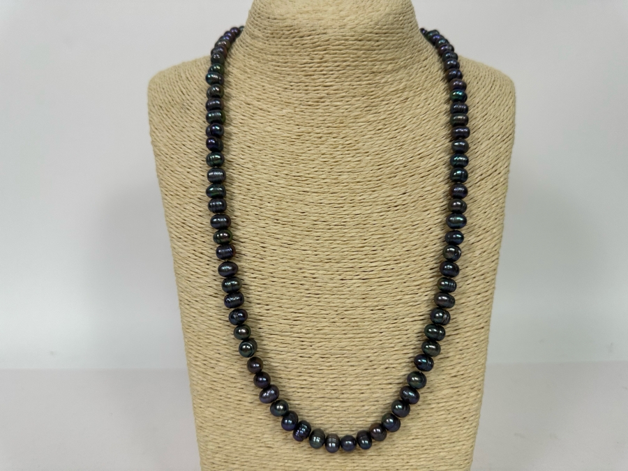 24' Blue Green Freshwater Pearl Necklace [Photo 4]