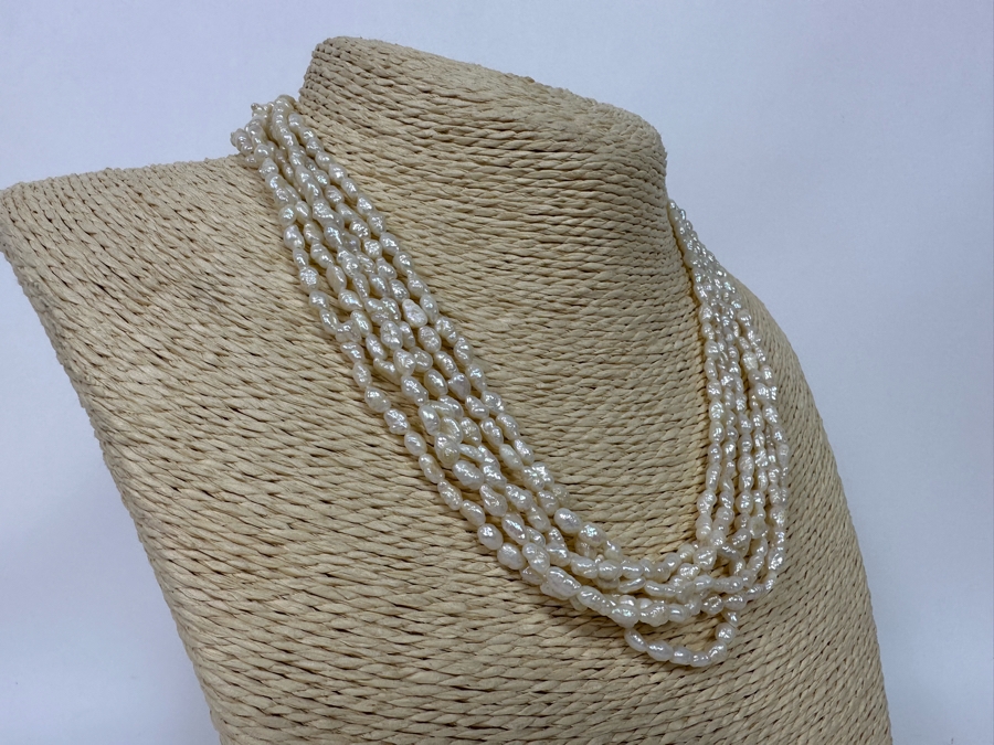Multi-Strand Pearl 18' Necklace With Carved Coral Clasp [Photo 7]