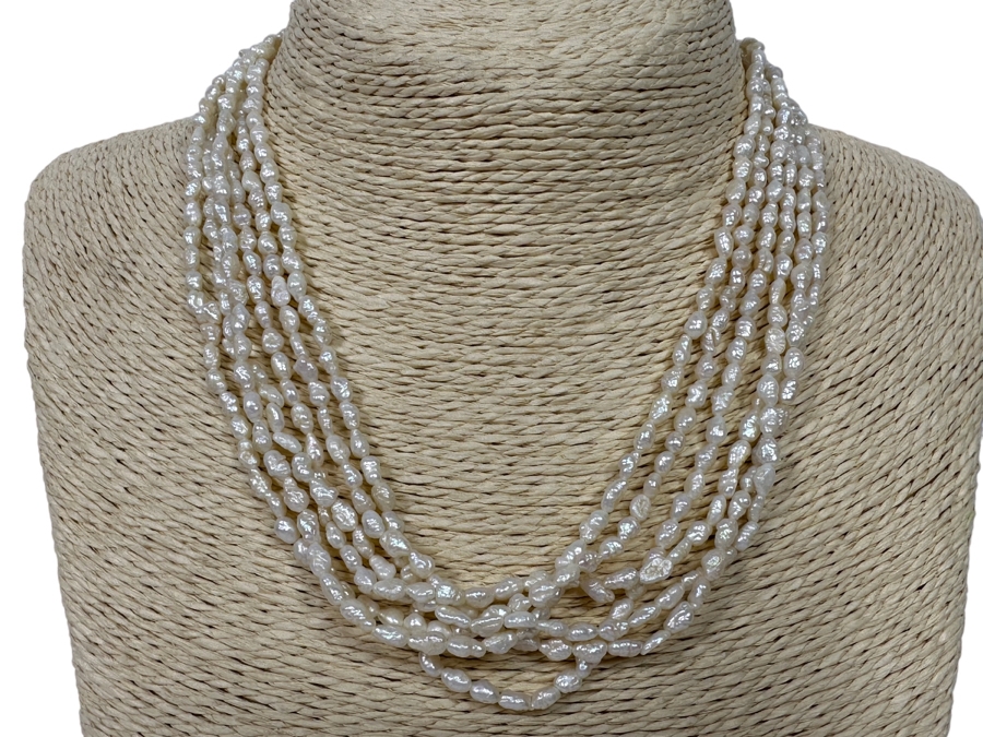Multi-Strand Pearl 18' Necklace With Carved Coral Clasp [Photo 2]