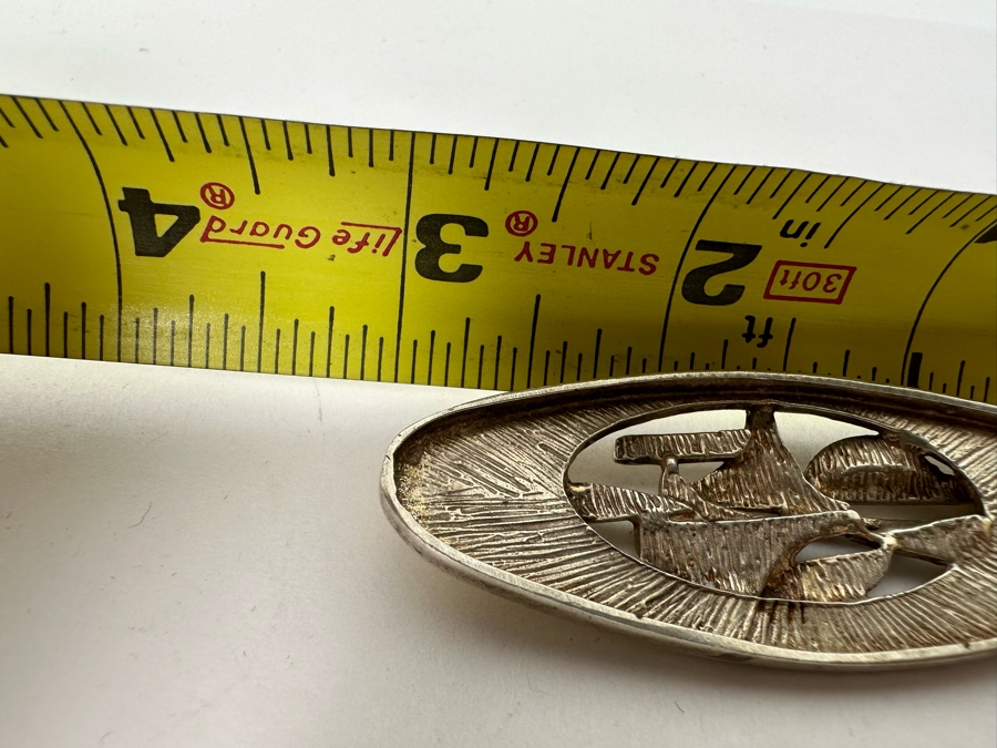 Vintage Mid-Century Modern Sterling Silver Slider Pendant With Two Cabochon Garnets Made In Israel 3L 21.1g [Photo 12]