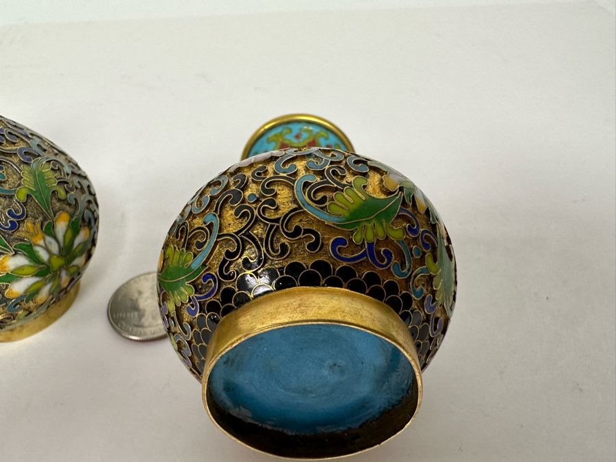 Pair Of Small Chinese Cloisonne Vases 3.5H [Photo 8]
