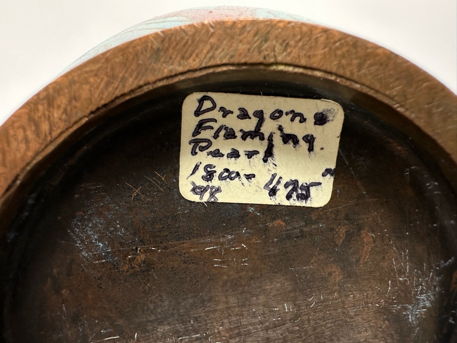 Antique Chinese 19th Century Cloisonne Vase Featuring Pair Of Dragons Framing Pearl 10.5H [Photo 14]