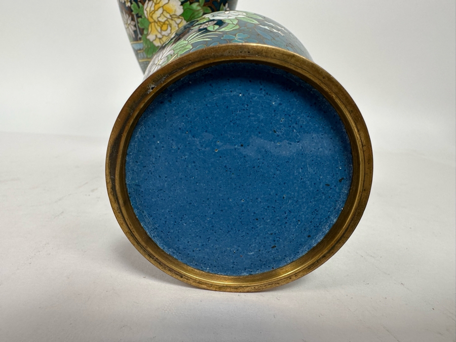 Pair Of Vintage Chinese Cloisonne Vases With Wooden Stands 7H [Photo 12]