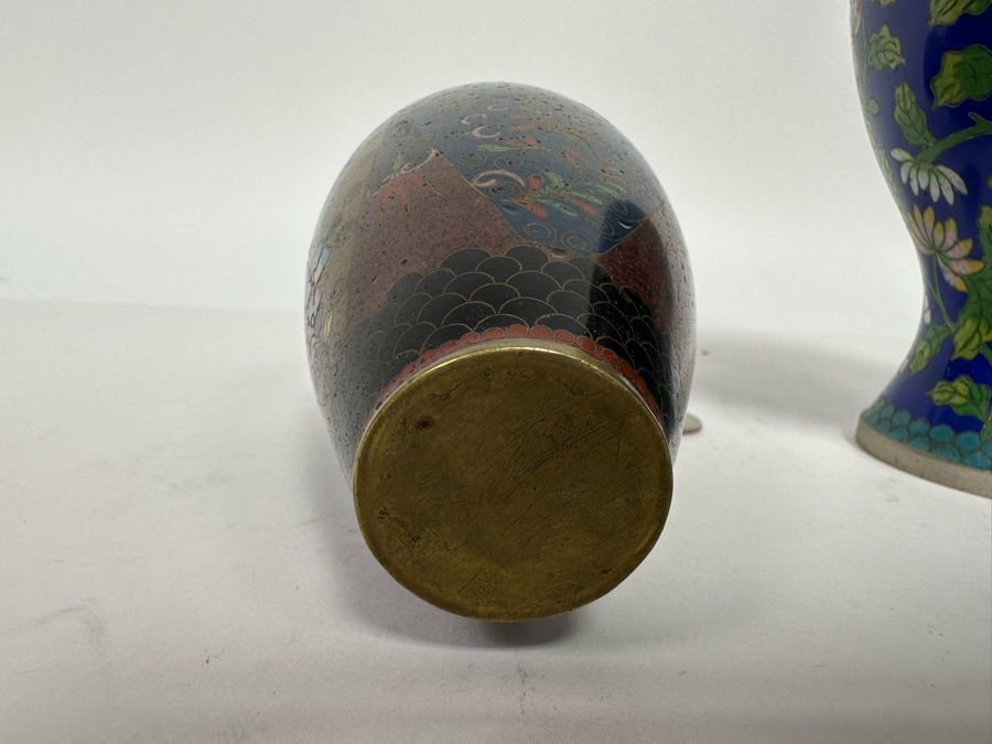Pair Of Vintage Chinese Vases And Vintage Chinese Cloisonne Jar With Lid 6H - 8.5H [Photo 19]
