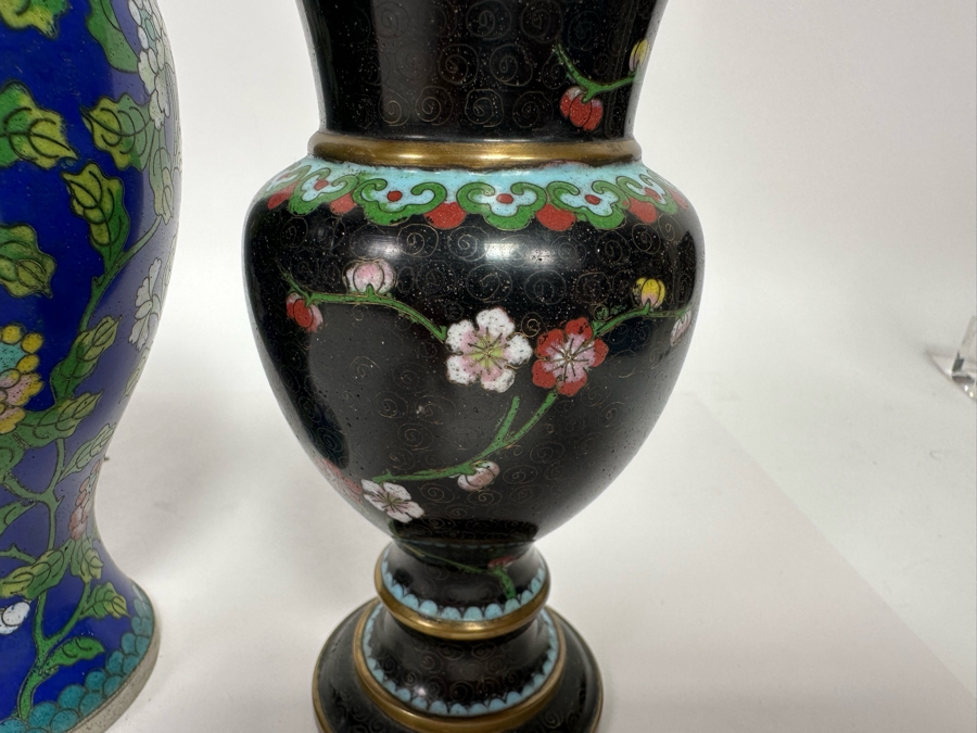 Pair Of Vintage Chinese Vases And Vintage Chinese Cloisonne Jar With Lid 6H - 8.5H [Photo 12]