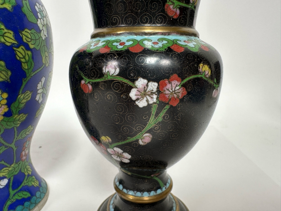 Pair Of Vintage Chinese Vases And Vintage Chinese Cloisonne Jar With Lid 6H - 8.5H [Photo 14]