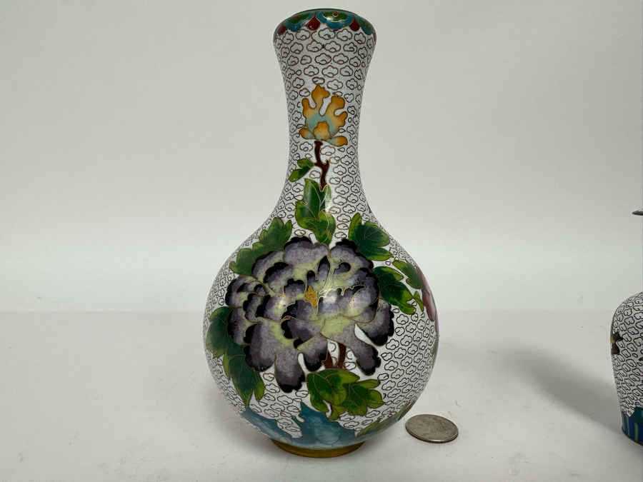 Vintage Chinese Cloisonne Vases And Boxes [Photo 18]