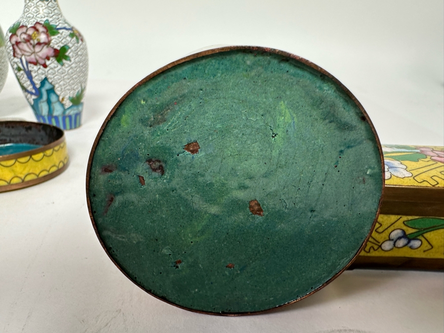 Vintage Chinese Cloisonne Vases And Boxes [Photo 15]