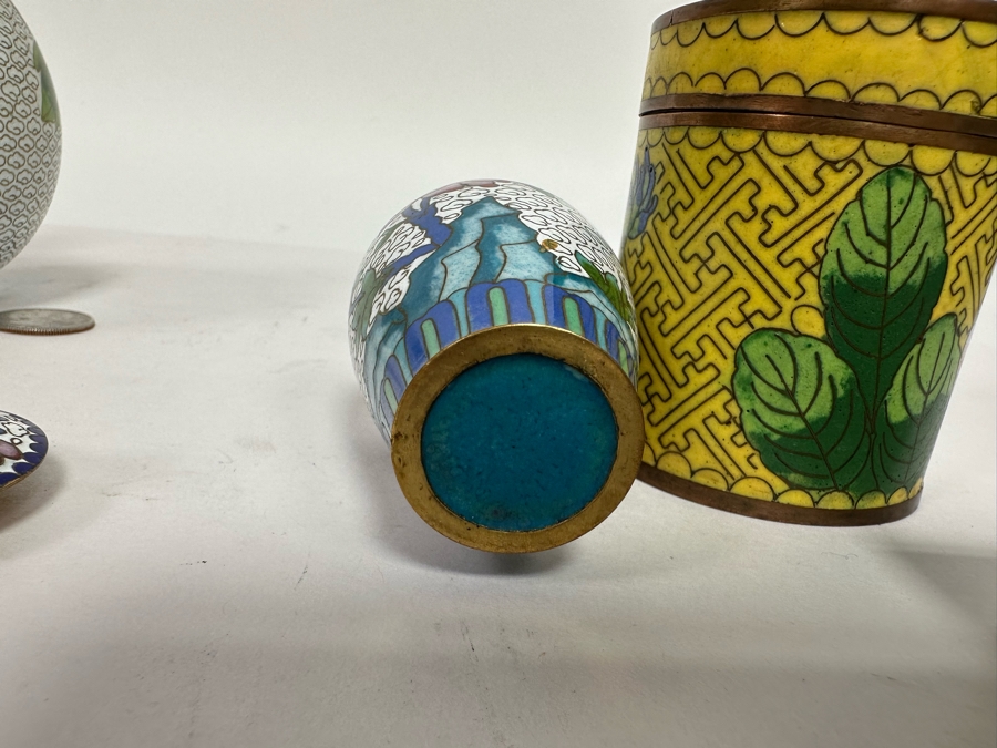 Vintage Chinese Cloisonne Vases And Boxes [Photo 17]