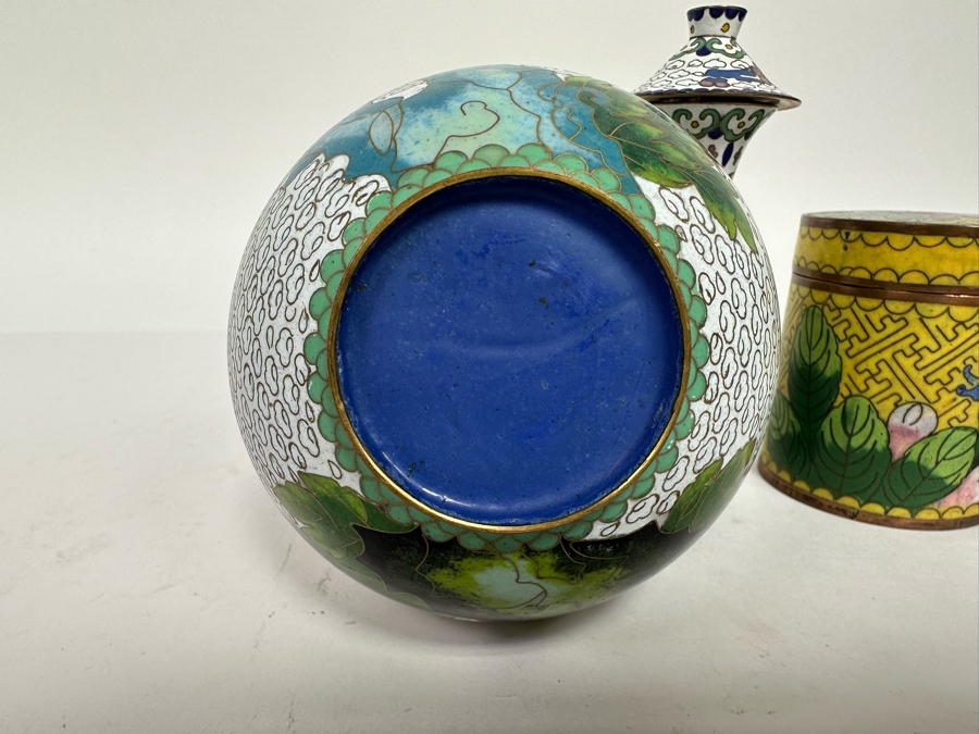 Vintage Chinese Cloisonne Vases And Boxes [Photo 26]
