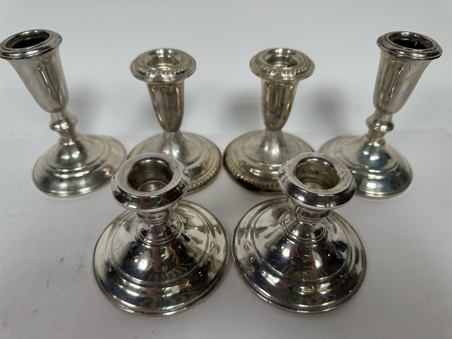 Six Sterling Silver Weighted Candle Holders [Photo 5]
