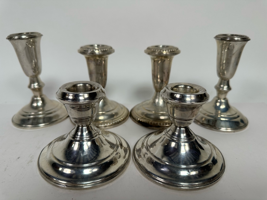 Six Sterling Silver Weighted Candle Holders [Photo 2]