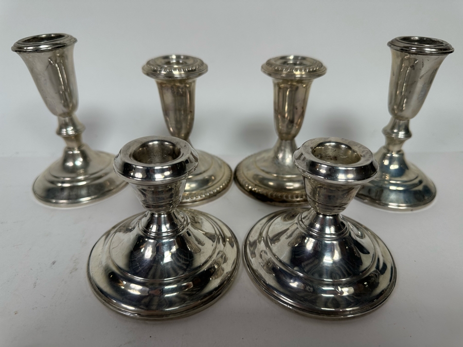 Six Sterling Silver Weighted Candle Holders [Photo 3]