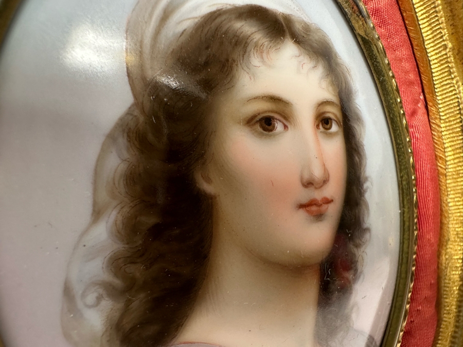 Antique Hand Painted Porcelain Miniature Portrait In Gilt Frame 8 X 10.5 [Photo 5]