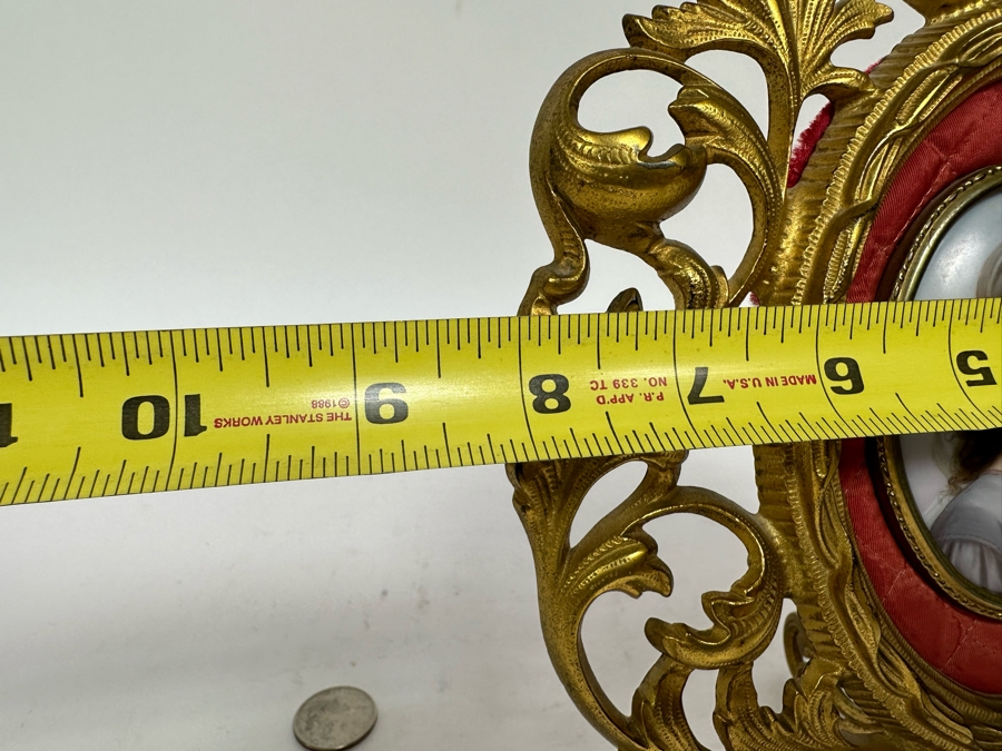 Antique Hand Painted Porcelain Miniature Portrait In Gilt Frame 8 X 10.5 [Photo 11]