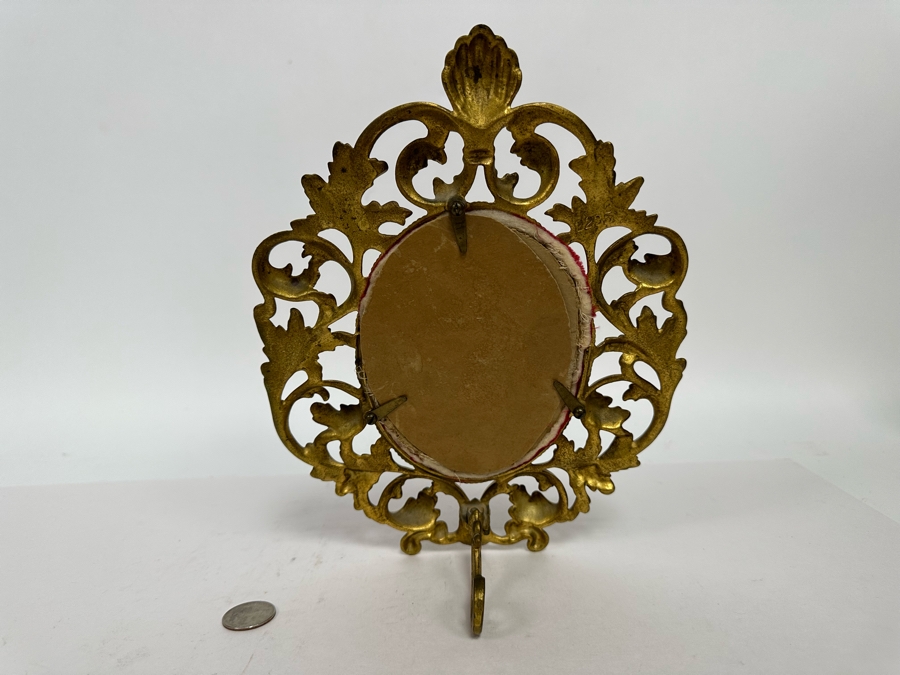 Antique Hand Painted Porcelain Miniature Portrait In Gilt Frame 8 X 10.5 [Photo 10]