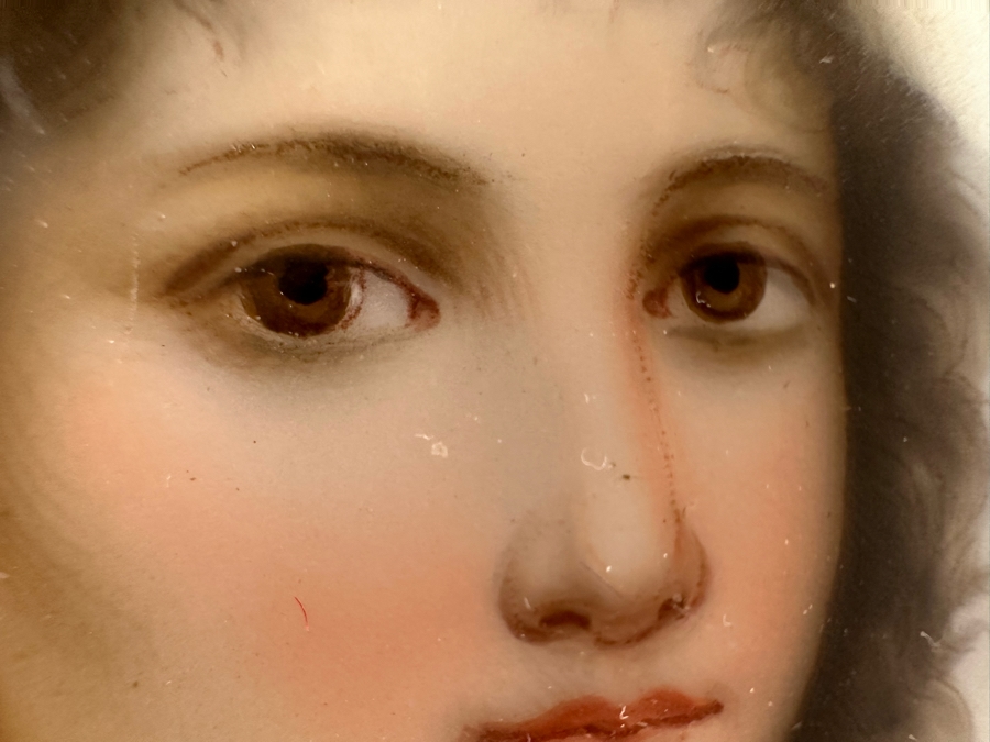 Antique Hand Painted Porcelain Miniature Portrait In Gilt Frame 8 X 10.5 [Photo 7]