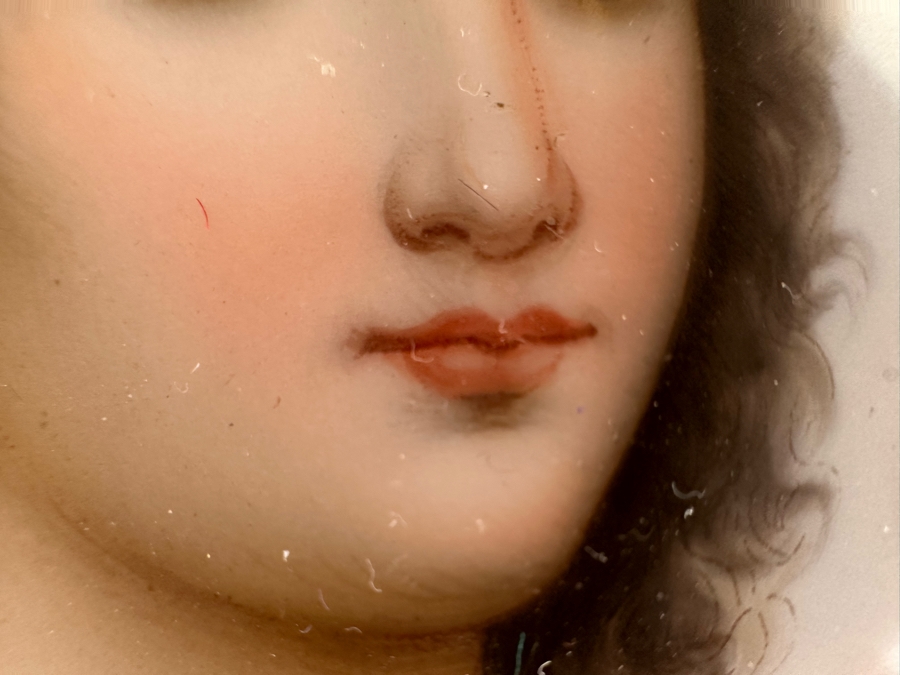 Antique Hand Painted Porcelain Miniature Portrait In Gilt Frame 8 X 10.5 [Photo 8]