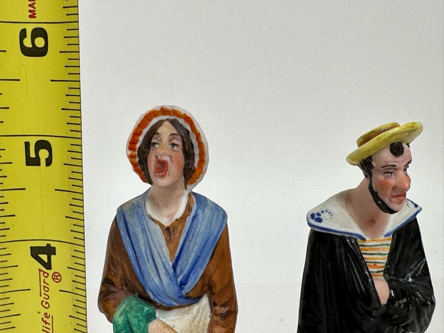 Pair Of Antique French Figurines: English Hat Mender Made In France About 1800 And Woman 5.25H [Photo 13]