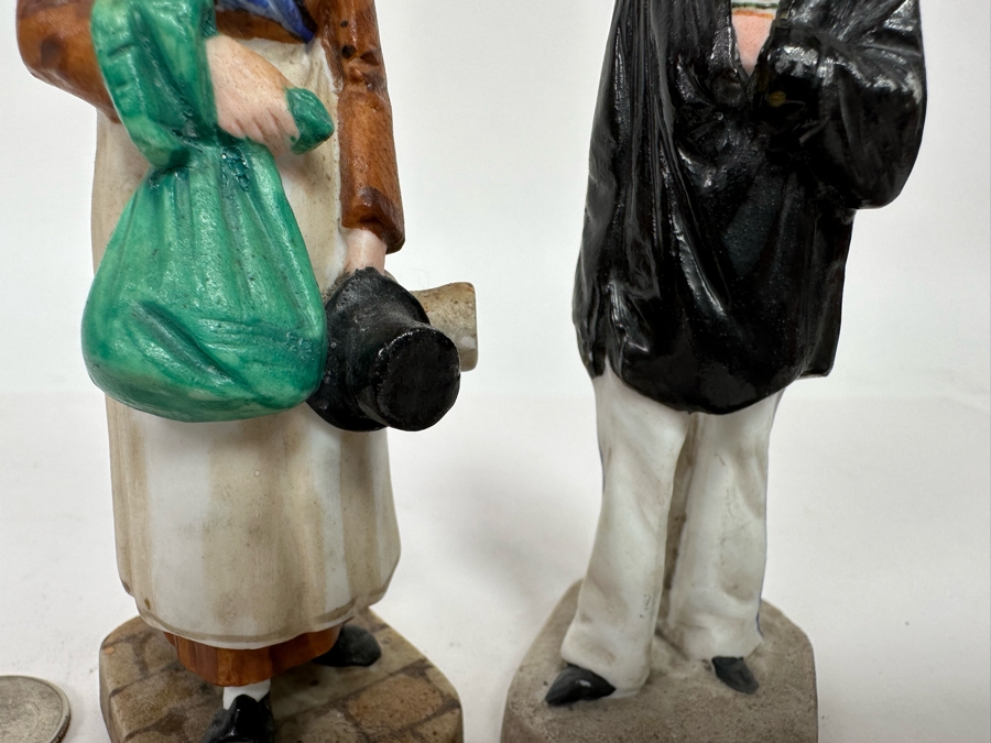 Pair Of Antique French Figurines: English Hat Mender Made In France About 1800 And Woman 5.25H [Photo 5]
