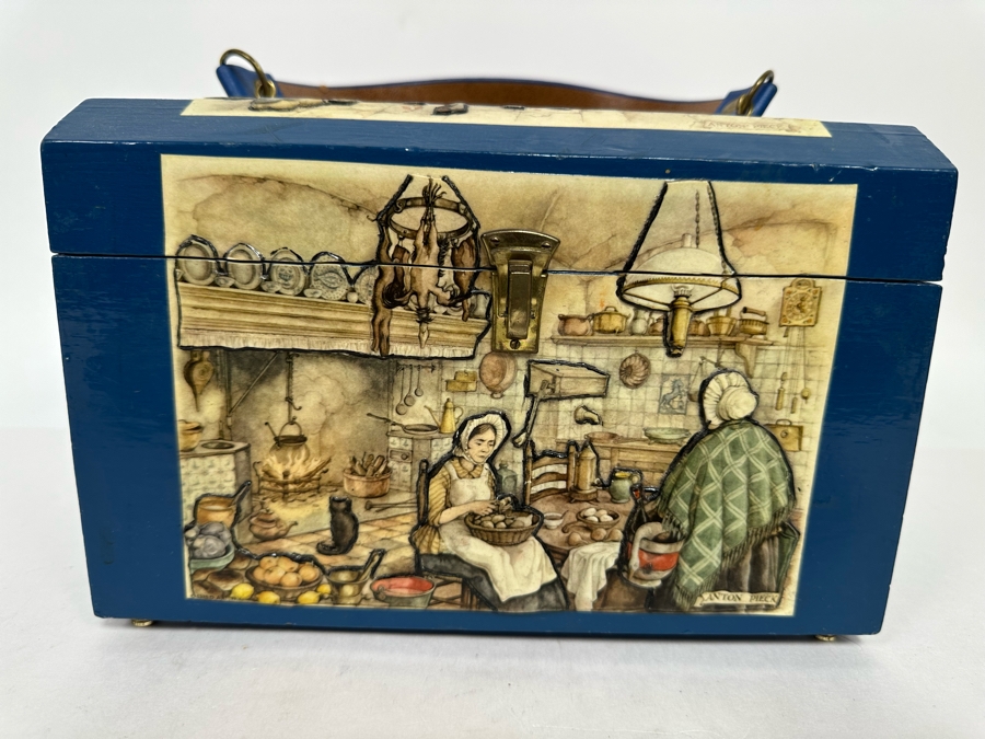 Handmade Wooden Handbag Decorated With Anton Pieck Artwork 9W X 5.5D X 6H [Photo 4]