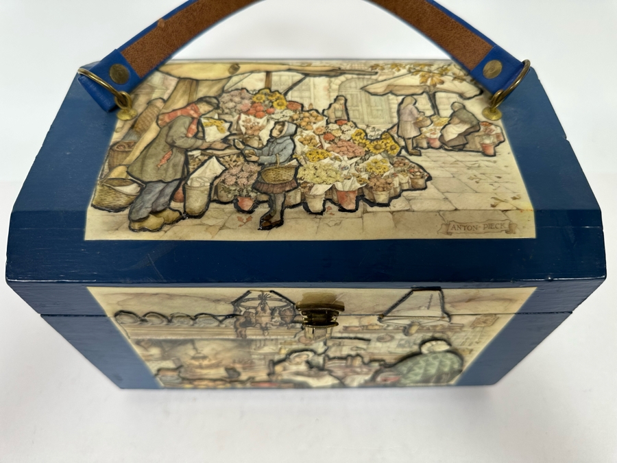 Handmade Wooden Handbag Decorated With Anton Pieck Artwork 9W X 5.5D X 6H [Photo 5]