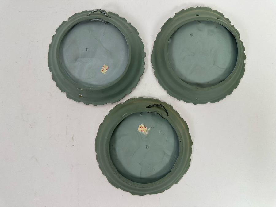 Three Antique Shafer & Vater Jasperware Cherub And Lady Wall Plaques 6R [Photo 8]