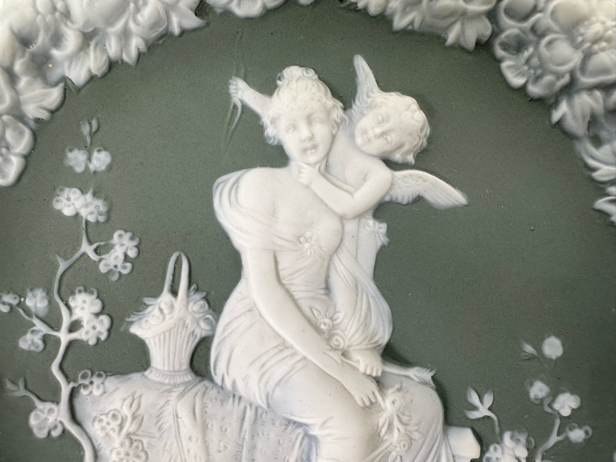 Three Antique Shafer & Vater Jasperware Cherub And Lady Wall Plaques 6R [Photo 5]