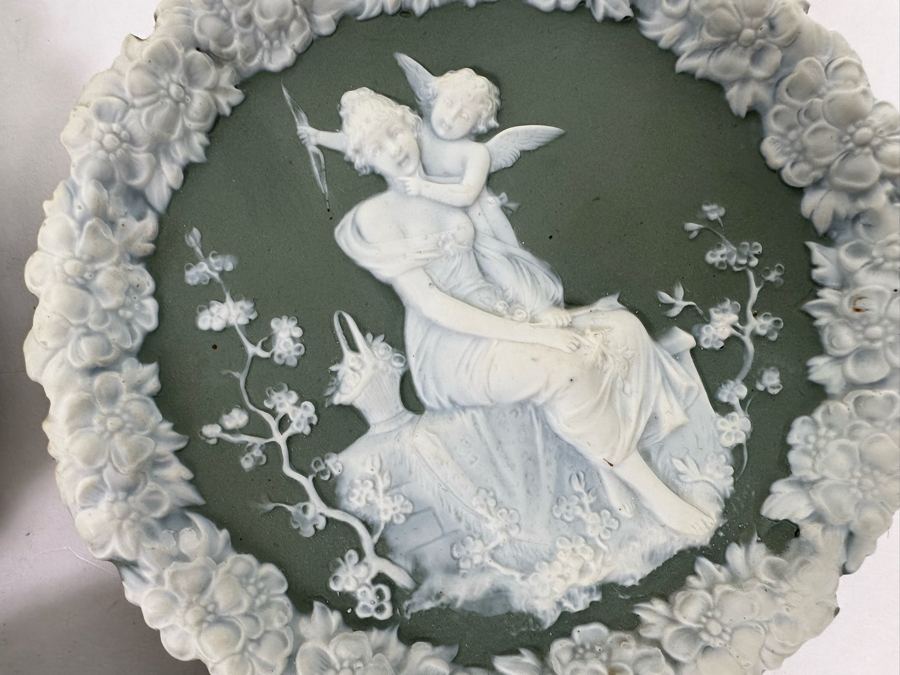 Three Antique Shafer & Vater Jasperware Cherub And Lady Wall Plaques 6R [Photo 7]