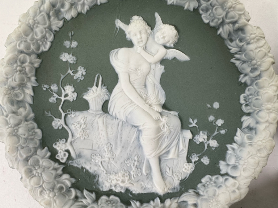 Three Antique Shafer & Vater Jasperware Cherub And Lady Wall Plaques 6R [Photo 4]