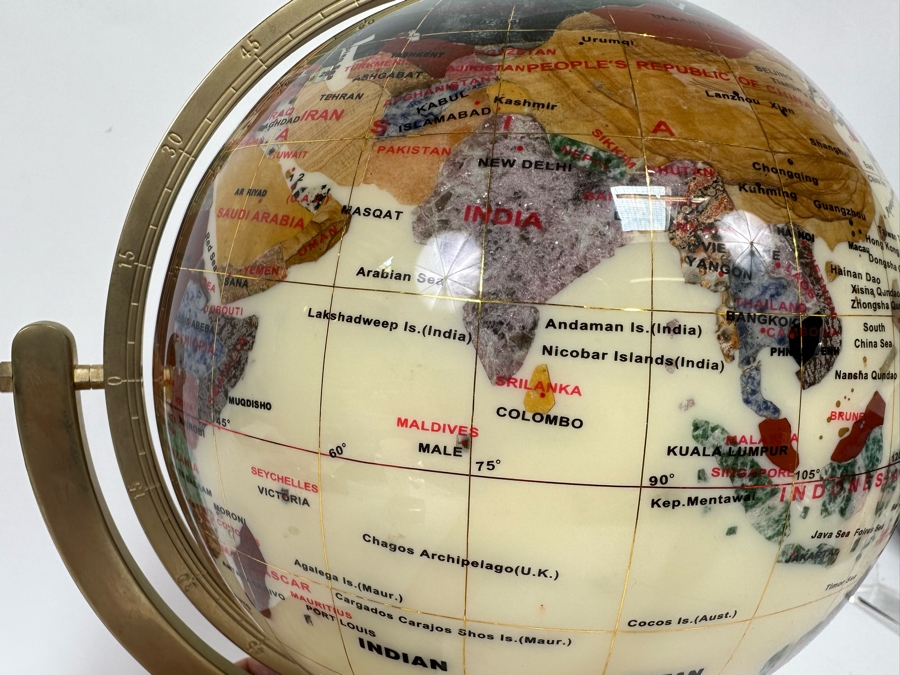 Inlaid Semi-Precious Stone Desk Globe 12W X 15H [Photo 7]