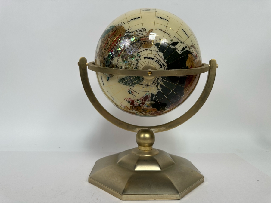 Inlaid Semi-Precious Stone Desk Globe 12W X 15H [Photo 8]