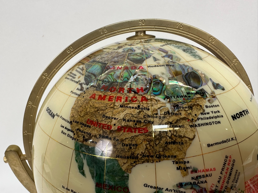 Inlaid Semi-Precious Stone Desk Globe 12W X 15H [Photo 5]