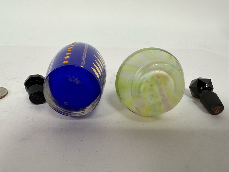 Pair Of Vintage Glass Perfume Bottles 3.5H [Photo 5]