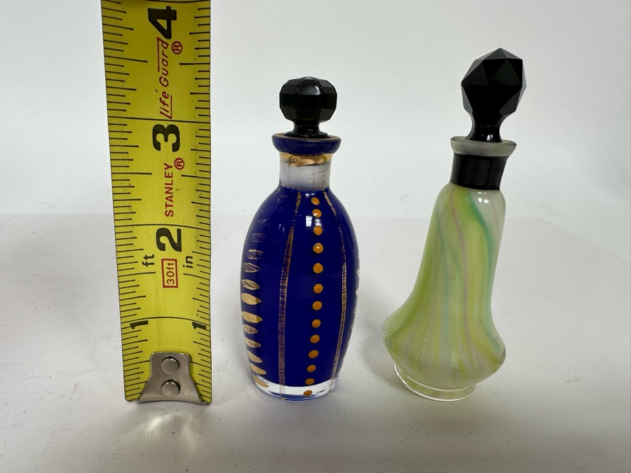 Pair Of Vintage Glass Perfume Bottles 3.5H [Photo 6]