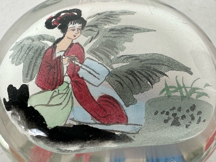 Vintage Hand Painted Dresden Saxony Scent Bottle And Reverse Painted Glass Snuff Bottle 3H And 2H [Photo 14]