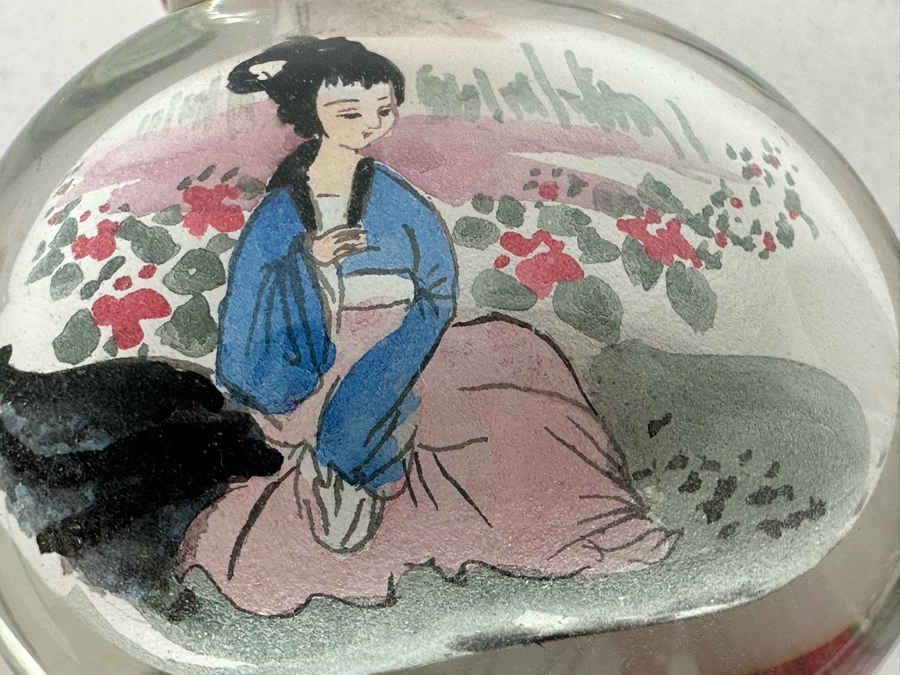 Vintage Hand Painted Dresden Saxony Scent Bottle And Reverse Painted Glass Snuff Bottle 3H And 2H [Photo 13]