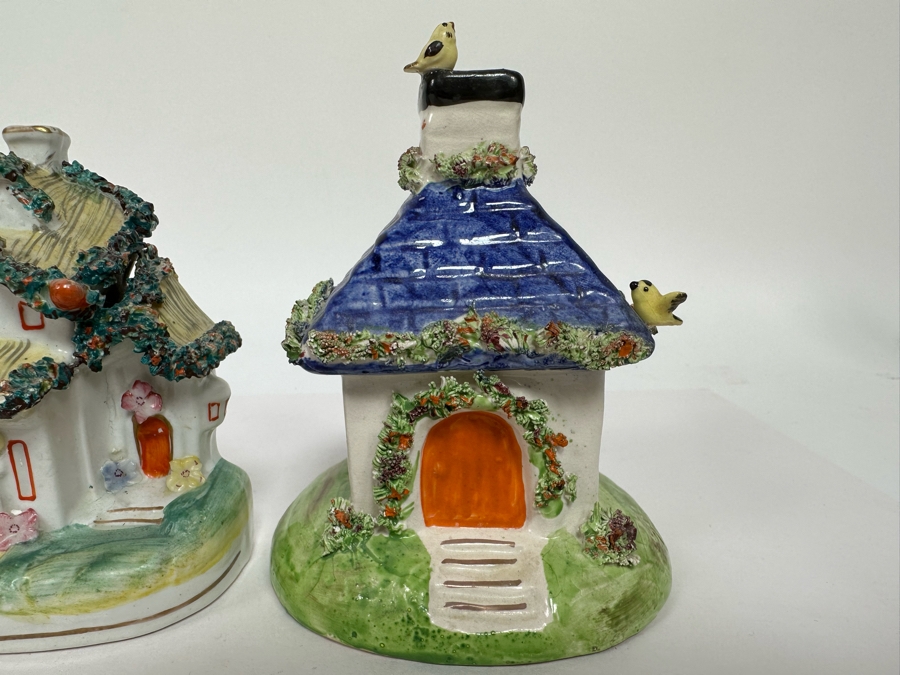 Pair Of Antique 1880s English Cottage Figurines 4W X 4.5H [Photo 5]