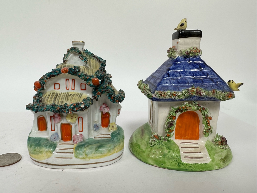 Pair Of Antique 1880s English Cottage Figurines 4W X 4.5H [Photo 3]